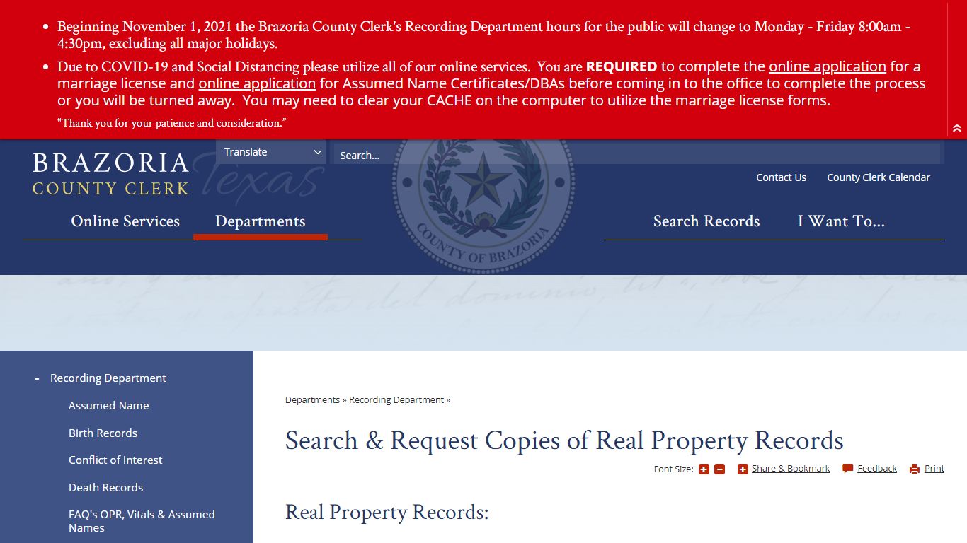 Search & Request Copies of Real Property Records | Brazoria County Clerk