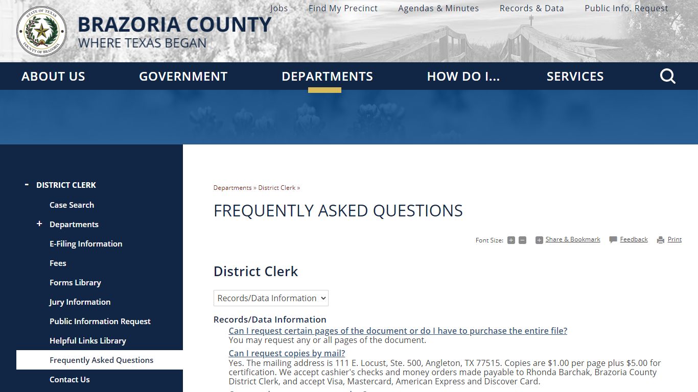 Frequently Asked Questions | Brazoria County, TX